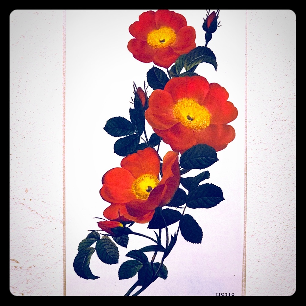 TEMPORARY RED CAMELLIA FLOWERS TATTOO 🌺